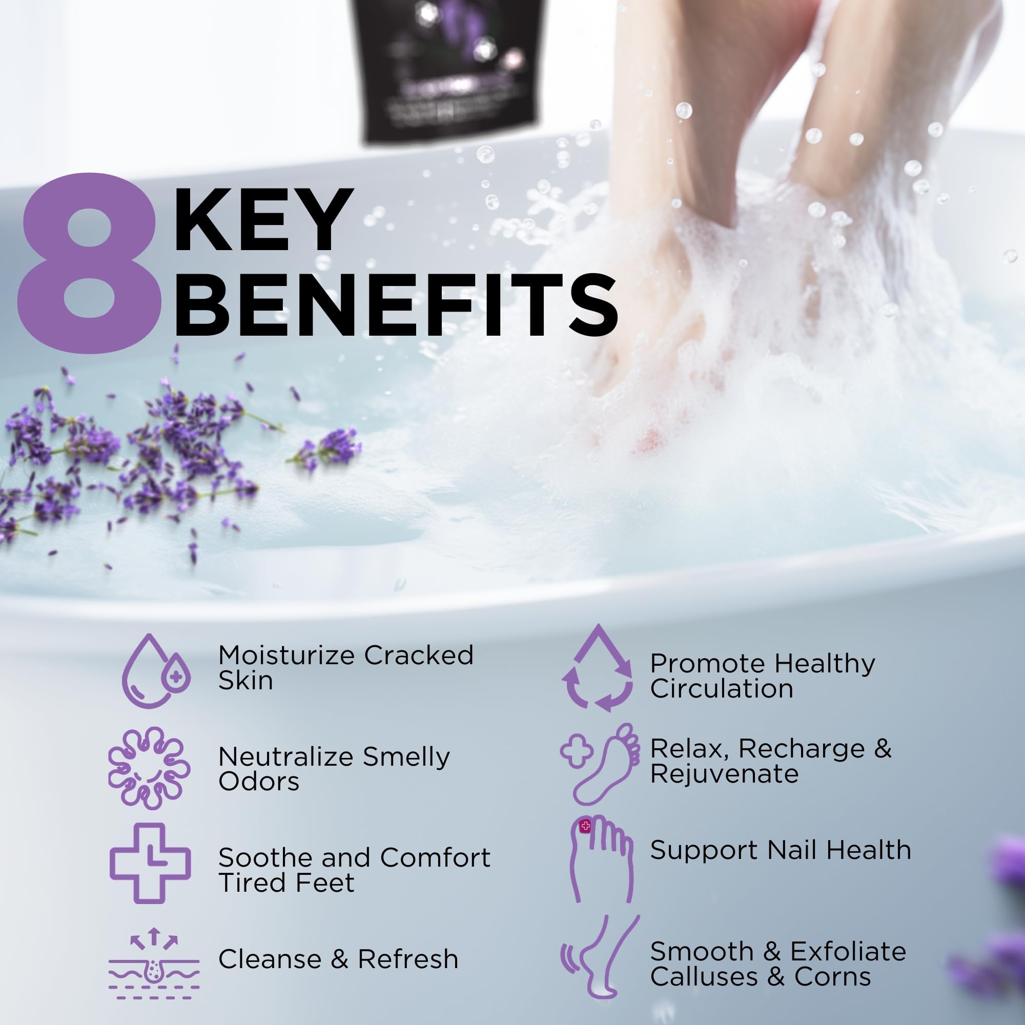 Daily Remedy Calming Lavender Foot Soak – Epsom Salt, Made in USA, Soothes Tired Feet, Softens Calluses, 16 oz