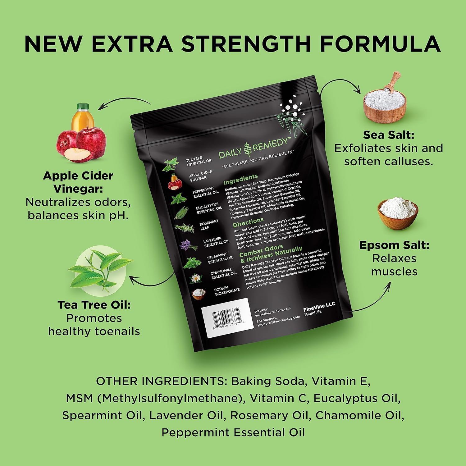 Daily Remedy Extra Strength Tea Tree Foot Soak with Epsom Salt – Made in USA (2 Pack)