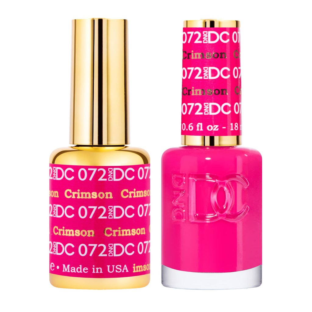 DAISY DND DC Gel Polish Set - Red Collection 072 Crimson | Gel Polish + Lacquer Duo (0.5 Fl Oz Each)