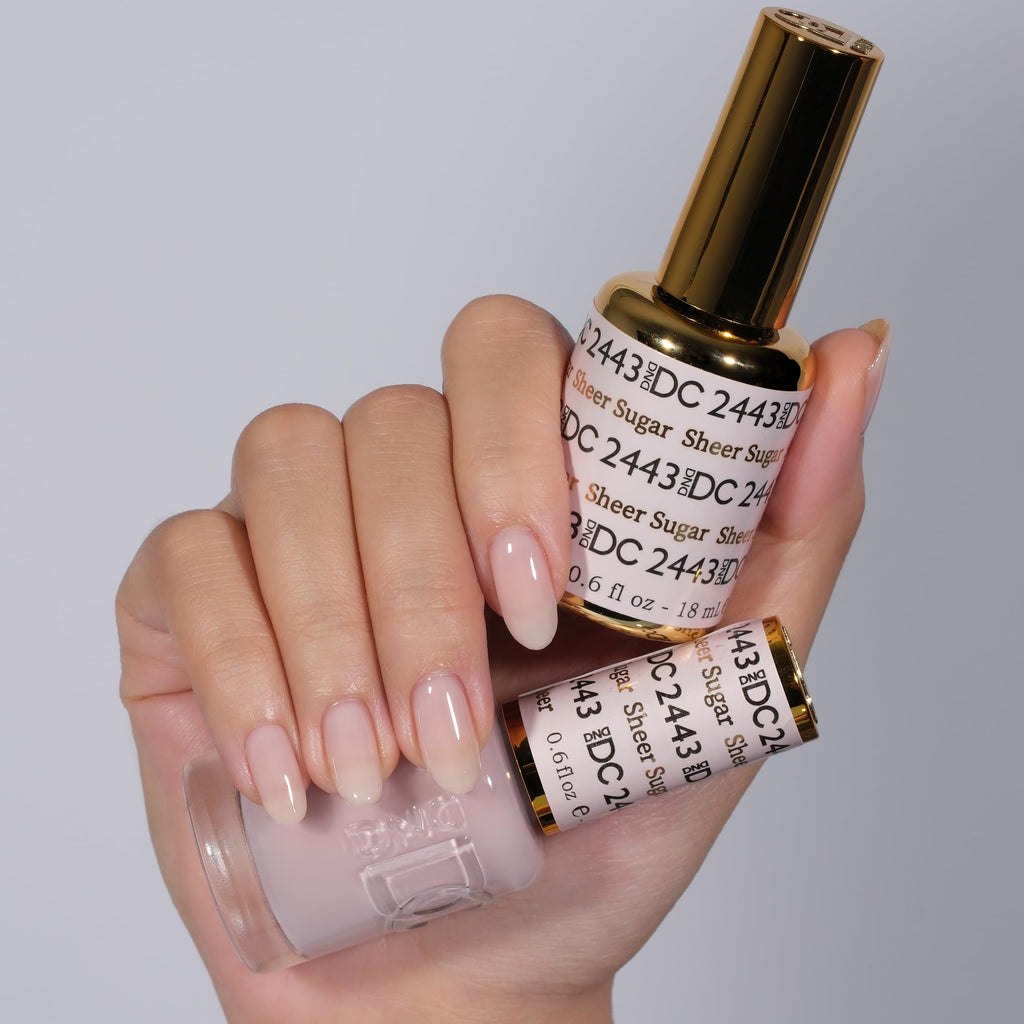 DAISY DND DC Gel Polish Set – Sheer Sugar 2443, Gel + Air Dry Lacquer Duo (0.5 fl oz each)