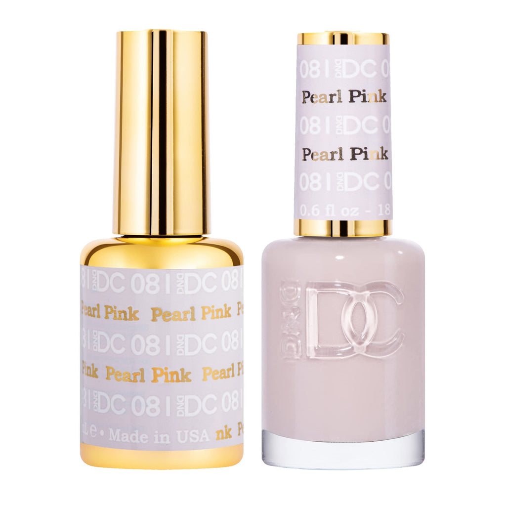 DAISY DND DC Gel Polish Set – White Collection Pearl Pink 081, Gel Polish + Air-Dry Lacquer (0.5 fl oz)