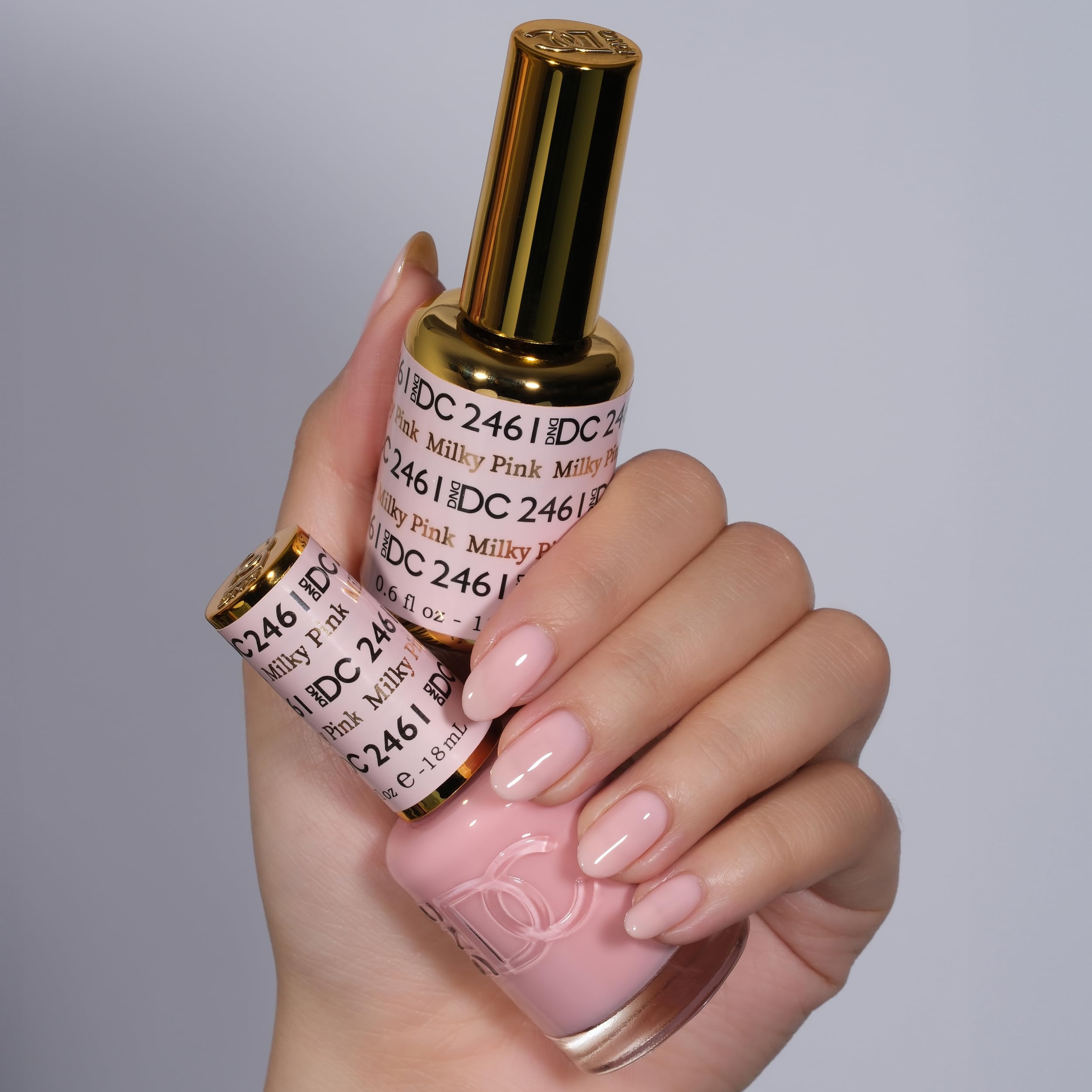 DAISY DND DND DC Gel Polish Set Milky Pink 2461 – Gel Polish + Air Dry Lacquer Duo (0.5 fl oz each)