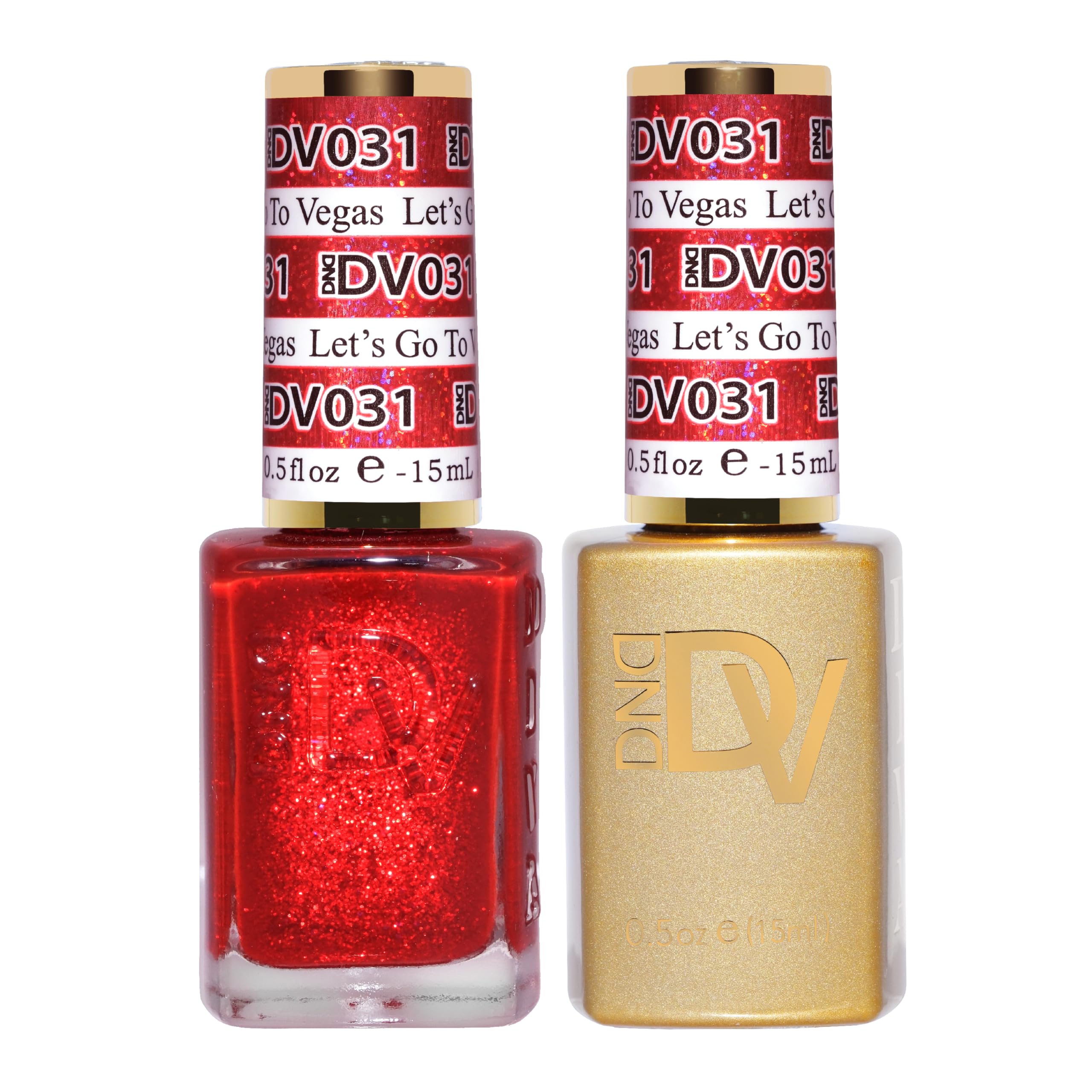 DAISY DND Gel Diva Polish Set – Mirrorball Collection | Red 031 Let’s Go To Vegas | Gel + Air Dry Duo, 0.5 Fl Oz Each
