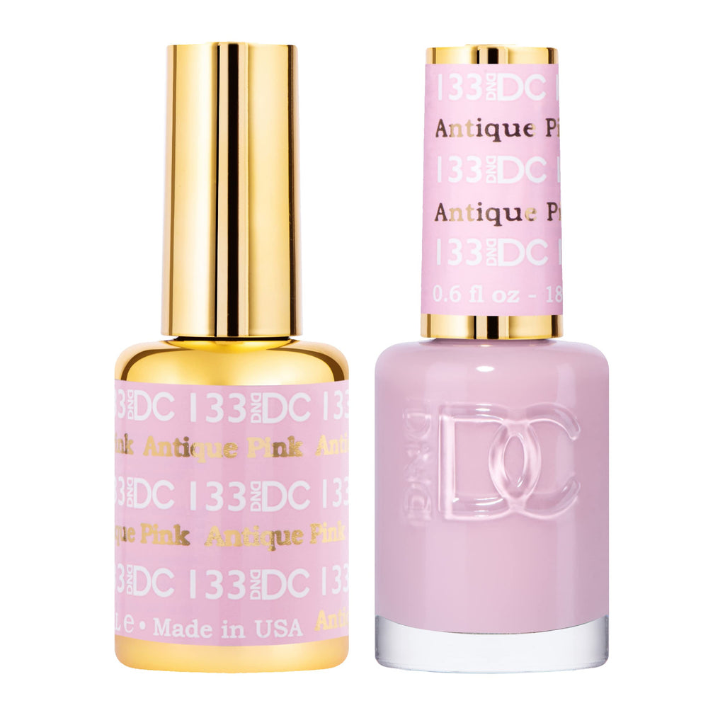Daisy DND DC Gel Polish Set – Pink Collection, Antique Pink 133, UV/LED Gel Polish & Air Dry Lacquer Duo
