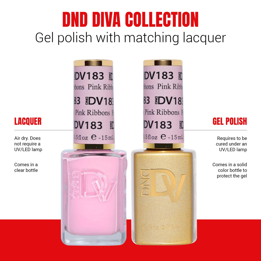 Daisy DND Diva Gel Polish Set – First Class Collection (Pink Ribbons) | UV/LED Gel Polish & Air Dry Lacquer Duo