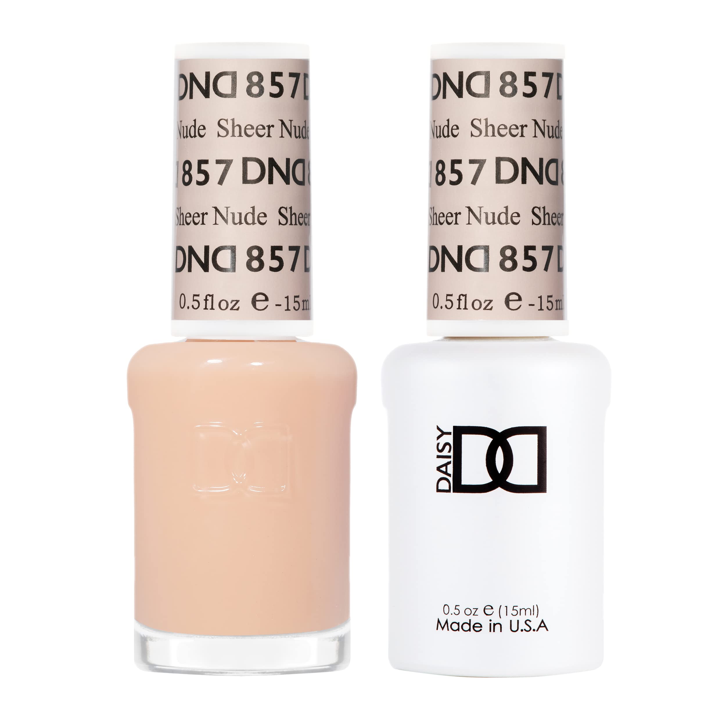 DAISY DND Gel Polish Set – Sheer Nude 857, Gel Polish + Matching Lacquer Duo, 0.5 Fl Oz