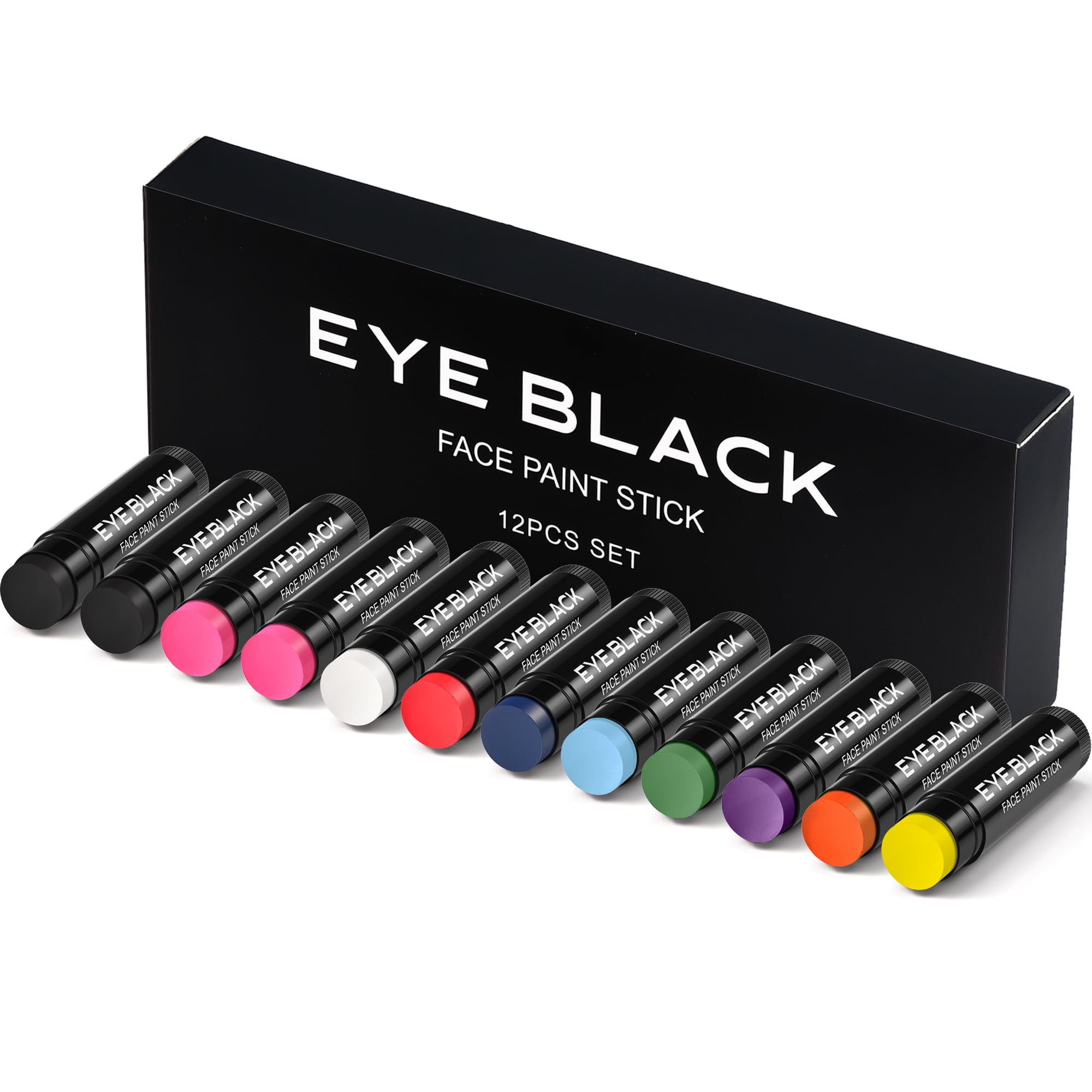 DALVGFN 12-Pack Eye Black Stick - Anti-Glare, Sweat-Proof Eyeblack for Baseball, Football, Softball, Lacrosse | Easy Application & Long-Lasting