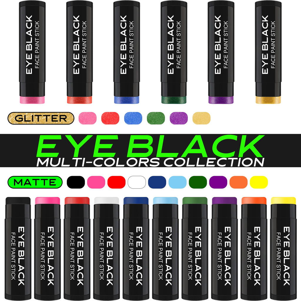 DALVGFN 12-Pack Eye Black Stick - Anti-Glare, Sweat-Proof Eyeblack for Baseball, Football, Softball, Lacrosse | Easy Application & Long-Lasting