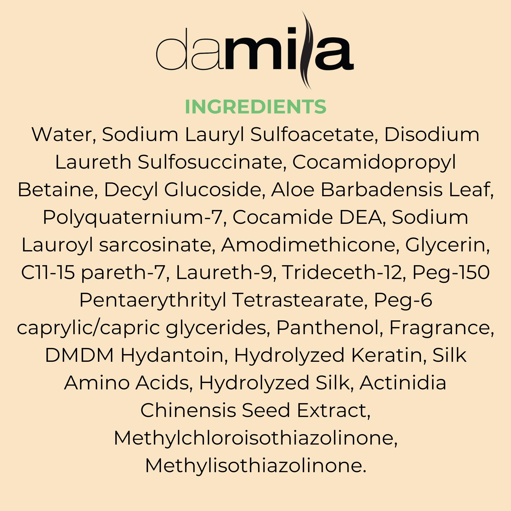 Damila Salt & Sulfate Free Shampoo & Conditioner for Keratin & Color-Treated Hair – 33.8 oz