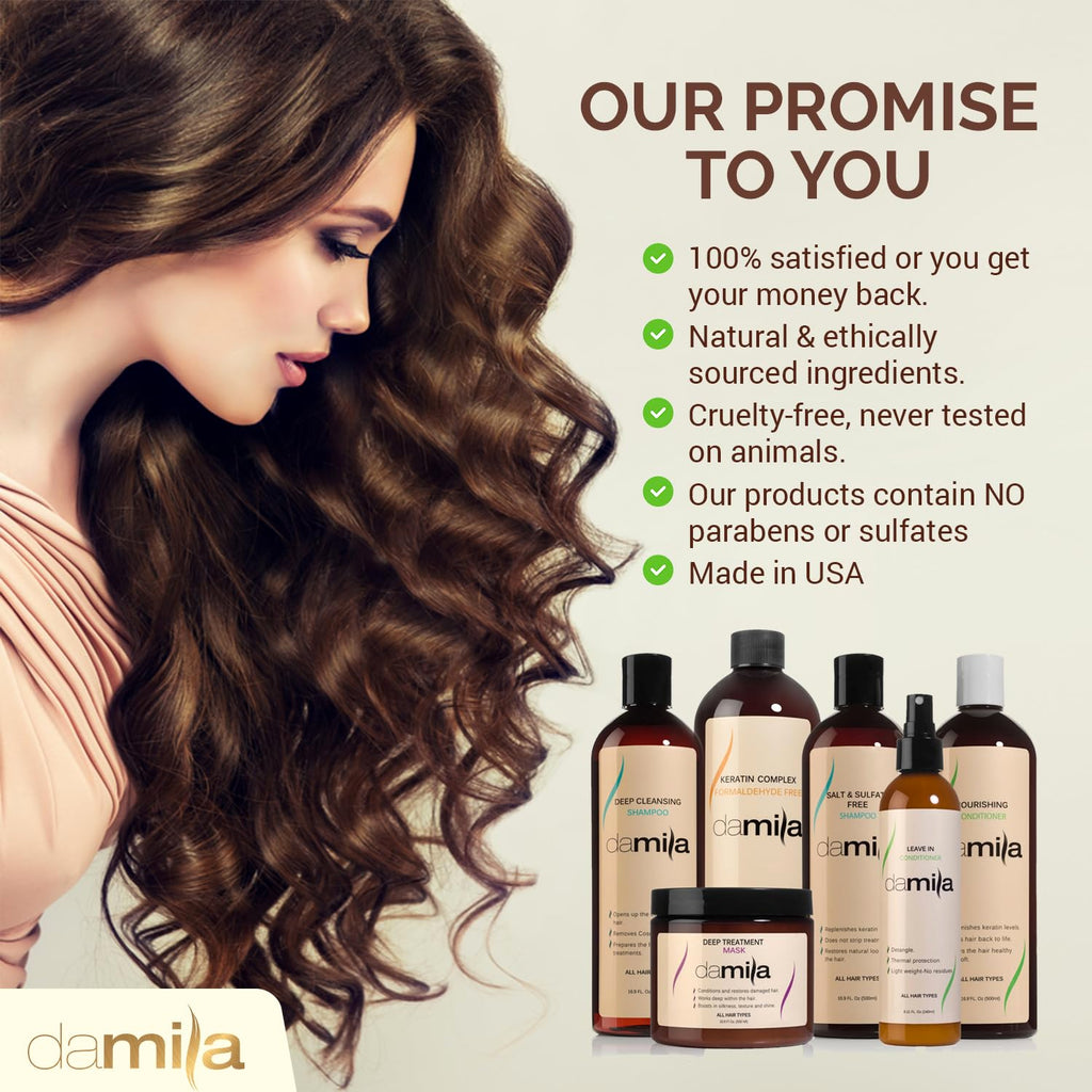 Damila Deep Cleansing Shampoo – Clarifying Shampoo for All Hair Types | Degreases, Removes Residue & Product Build-Up | Preps Hair for Keratin Treatment – 33.9 oz