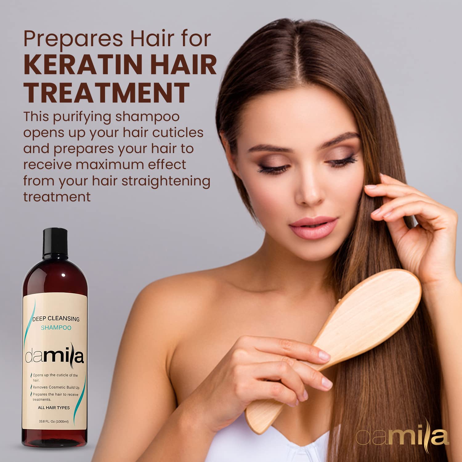 Damila Deep Cleansing Shampoo | Clarifying Shampoo for All Hair Types | Removes Residue & Prep for Keratin Treatment - 16.8 Fl Oz