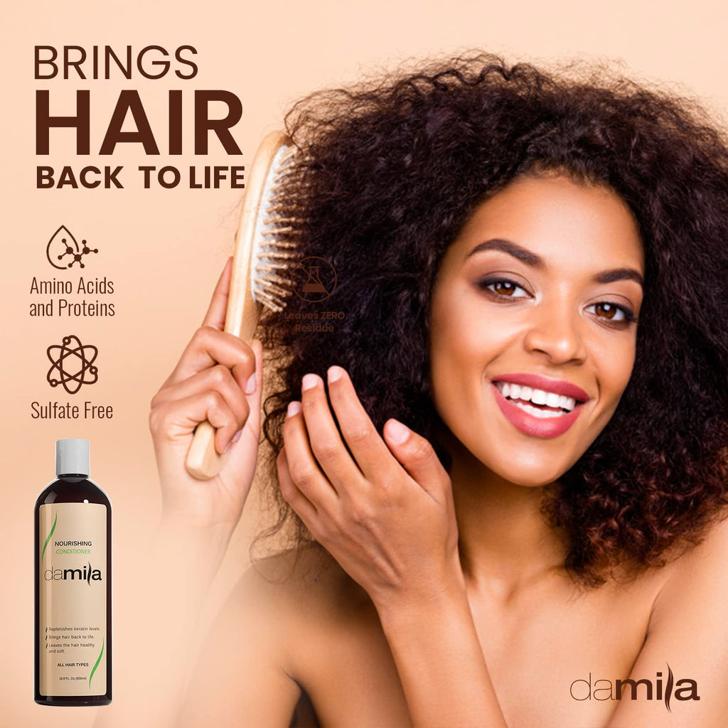 Damila Nourishing Conditioner with Keratin & Aloe Vera – For Damaged, Frizzy, Curly & Dry Hair (16.9 oz)