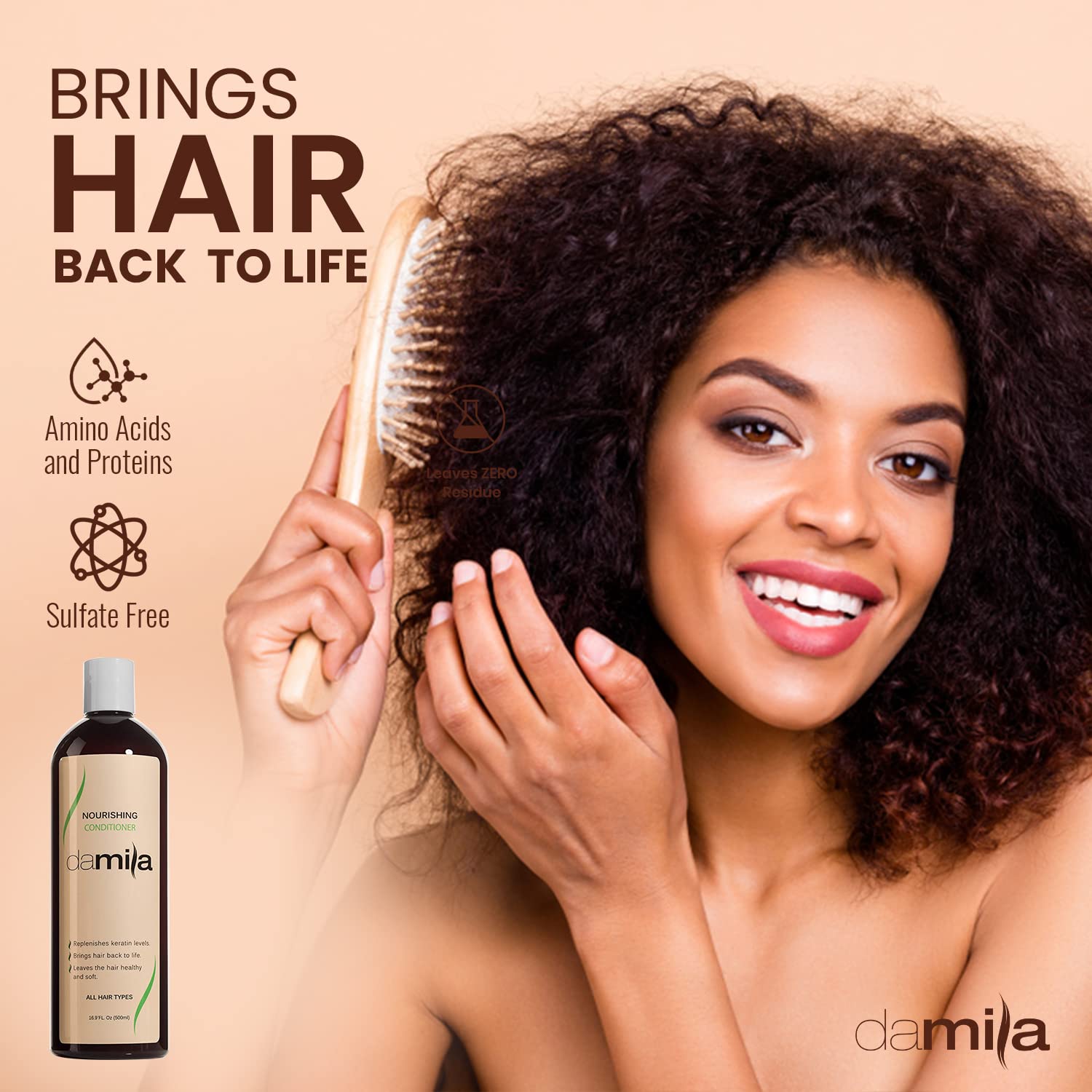 Damila Nourishing Conditioner with Keratin & Aloe Vera – For Damaged, Frizzy, Curly & Dry Hair (16.9 oz)
