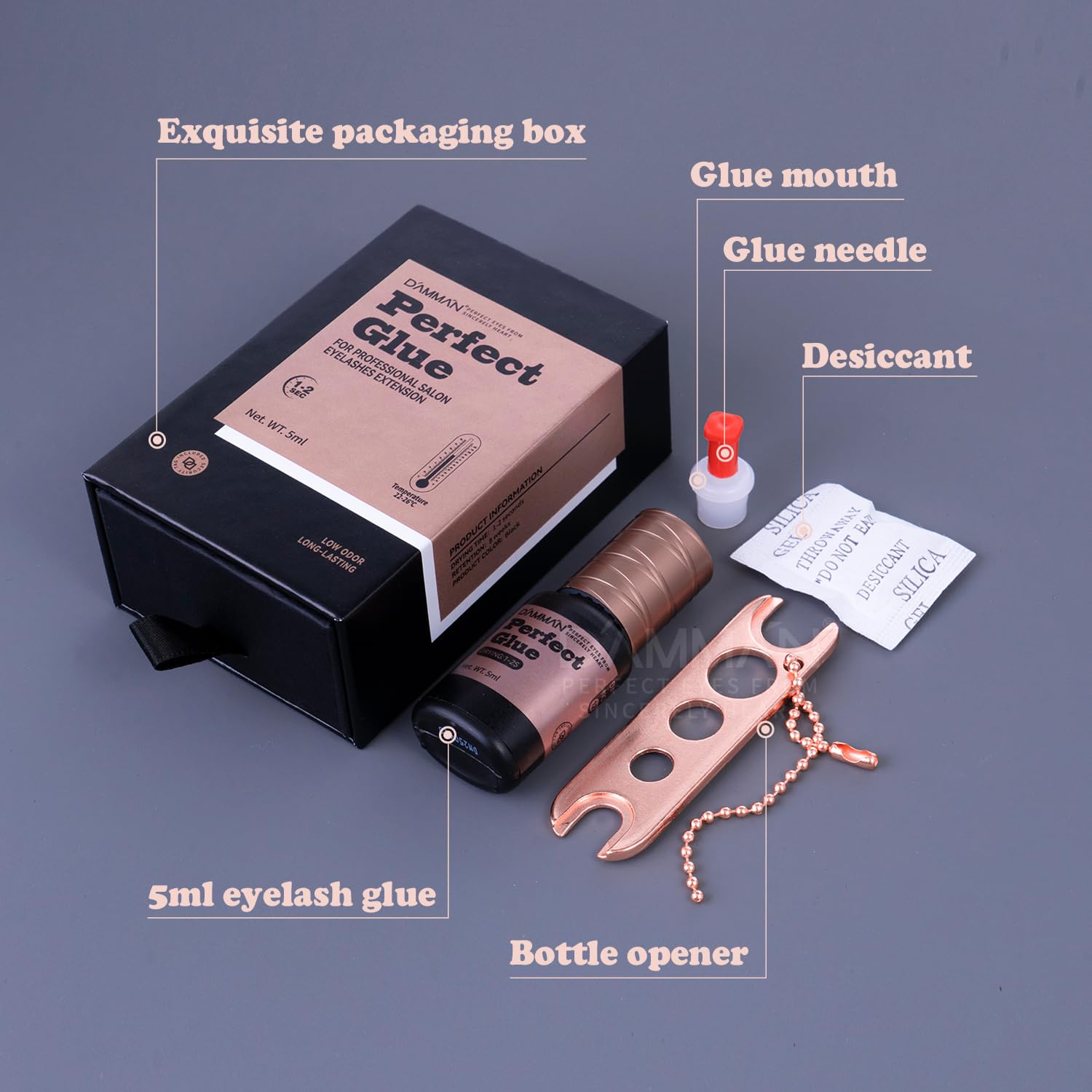 DAMMAN No.12 Eyelash Extension Glue — 5ml, 1-2 Sec Dry, Long-Lasting 8-10 Weeks, Low Odor, Salon-Grade