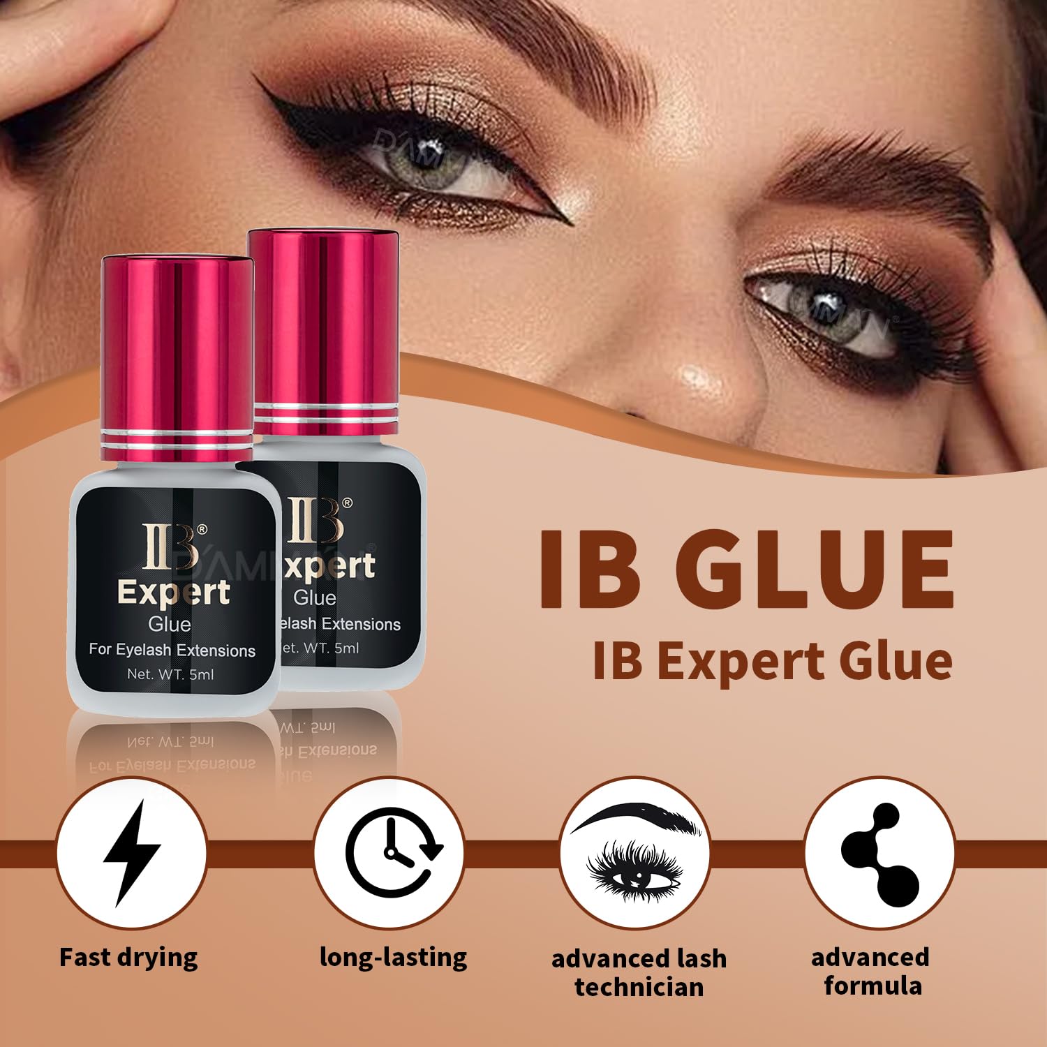 DAMMAN One Bottle 5ml IB Expert Glue – Fast-Drying Eyelash Extension Adhesive, No Fume No Odor