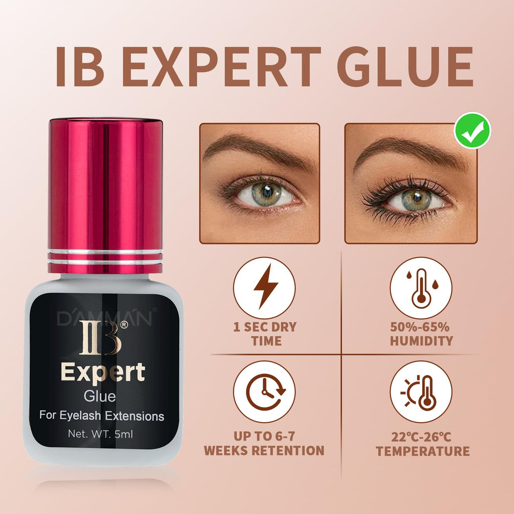 DAMMAN One Bottle 5ml IB Expert Glue – Fast-Drying Eyelash Extension Adhesive, No Fume No Odor