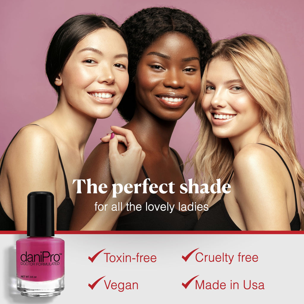 daniPro Lovely Lady Deep Pink Nail Polish – Doctor-Formulated 0.5 oz, Undecylenic Acid, Biotin & Vitamins | Vegan, USA Made