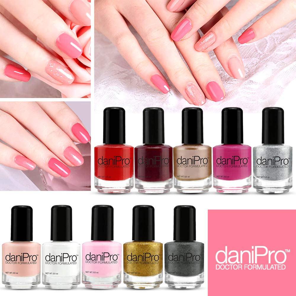 daniPro Doctor Formulated Nail Polish – Hot Pink | Undecylenic Acid, Biotin & Vitamins A & E, 4-Free, Quick-Dry, Made in USA