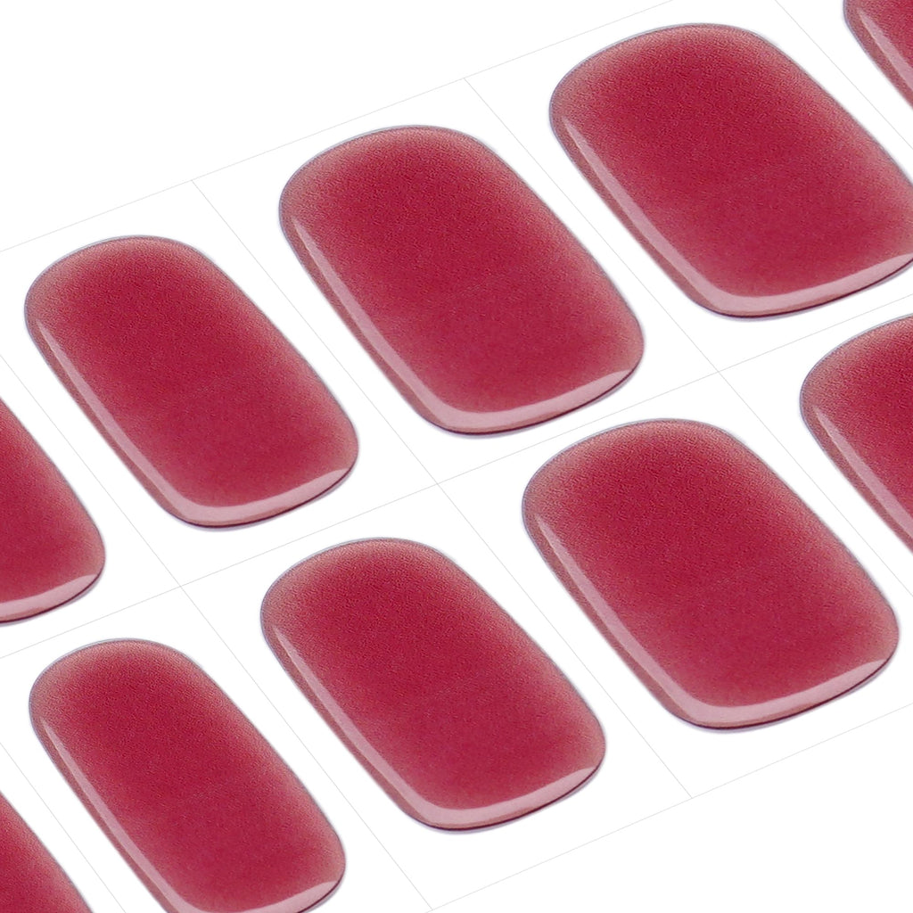 DANNI & TONI Semi Cured Gel Nail Strips – Cherry Red Deep Burgundy, 28 Sheets