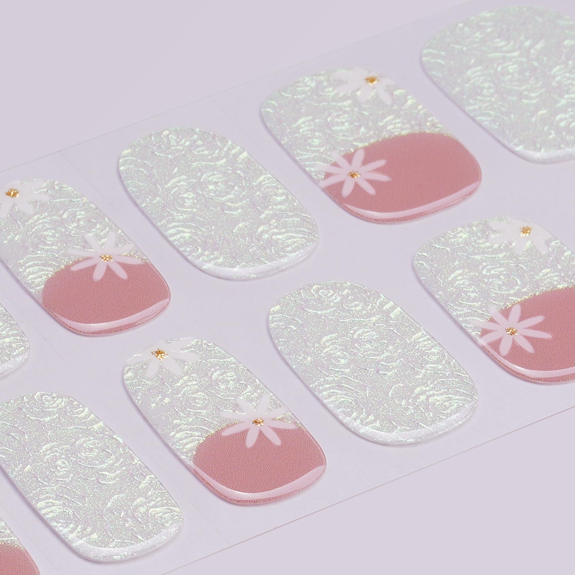 DANNI & TONI Floral Aurora Gel Nail Wraps – 28 Semi-Cured Strips