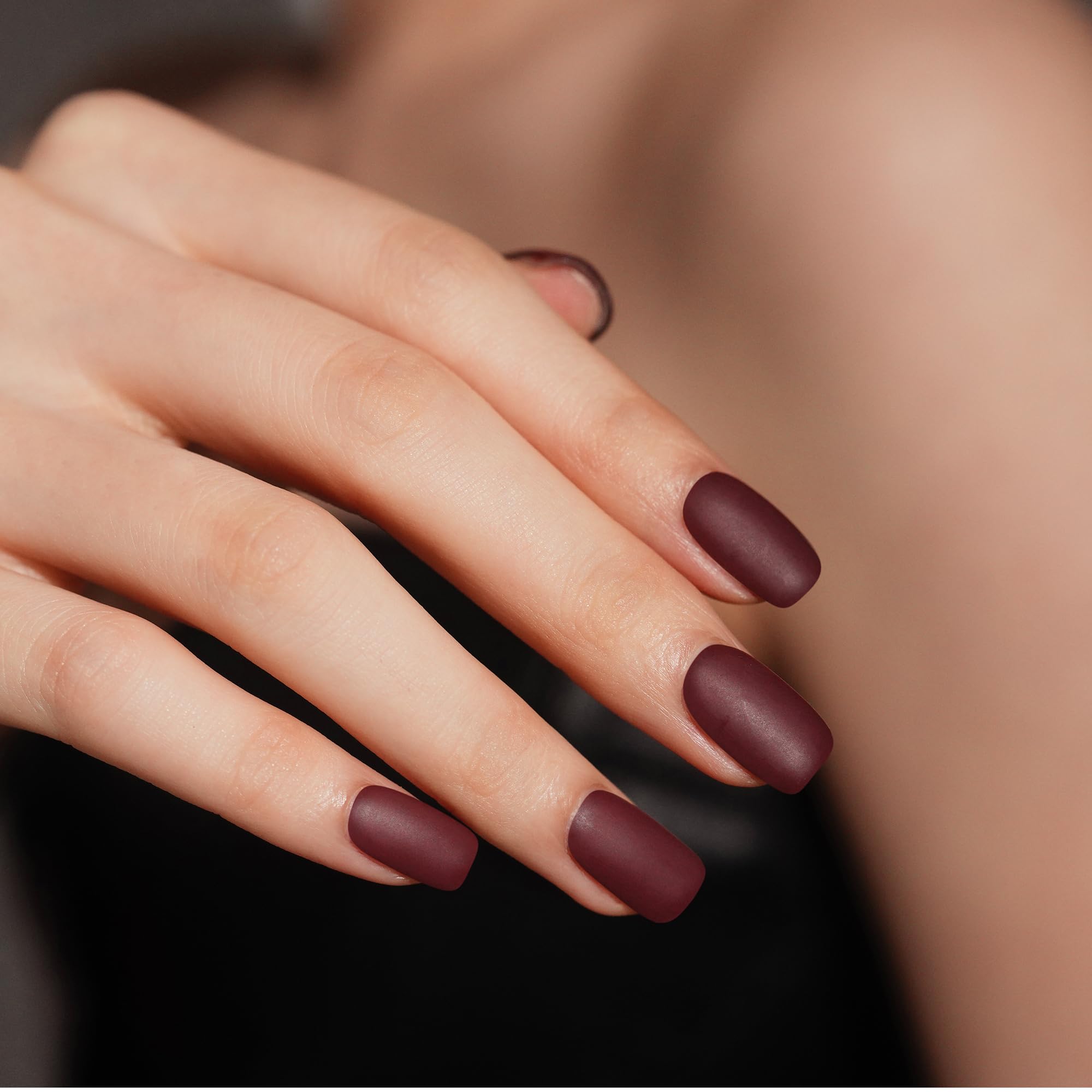 DANNI & TONI Semi-Cured Gel Nail Strips Matte Burgundy – Velvet Rouge | Easy At-Home Manicure