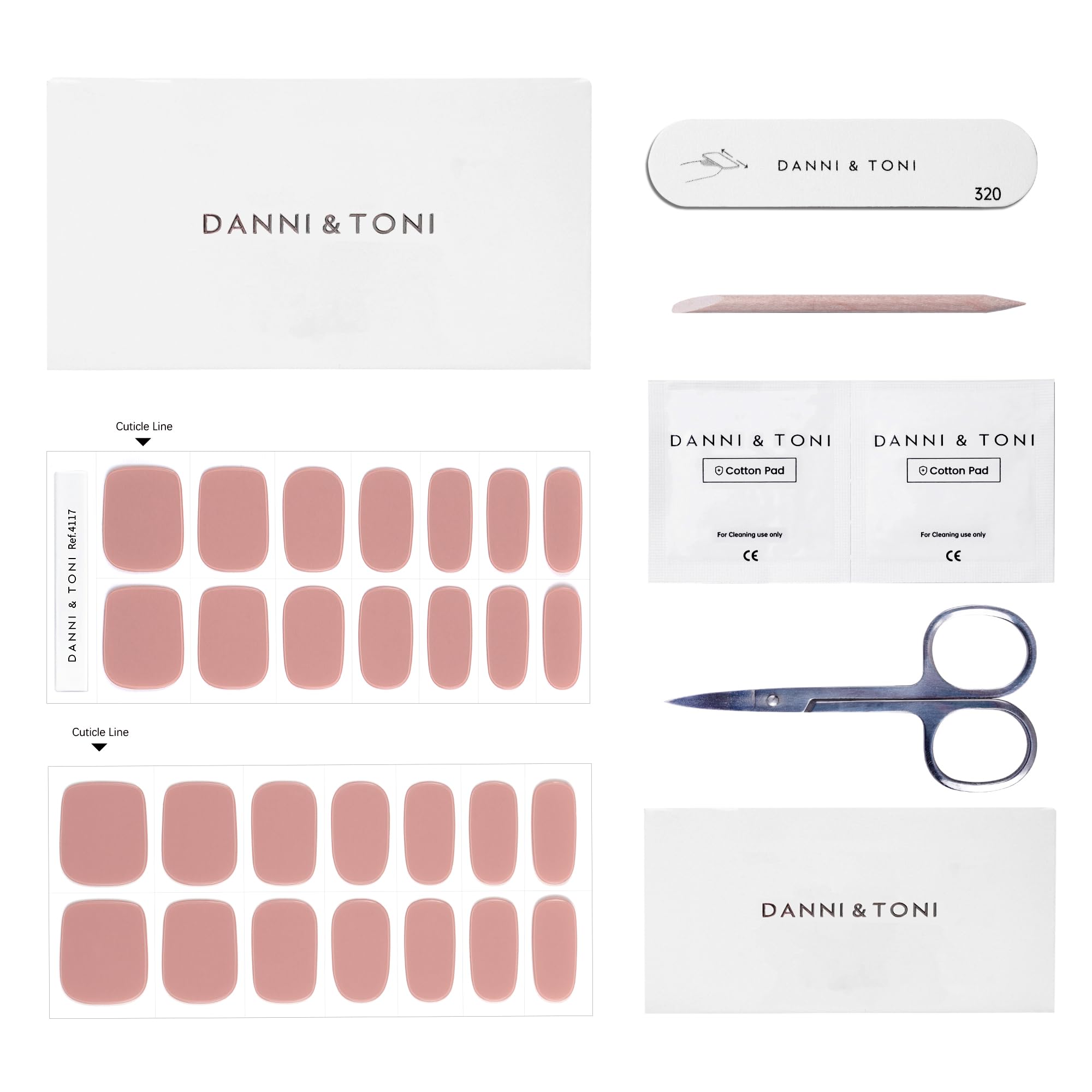 DANNI & TONI Semi Cured Gel Nail Strips – Neutral Nude Warm Nude (28 Stickers)