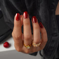 DANNI & TONI Semi Cured Gel Nail Strips Burgundy Garnet Gaze – Cat Eye Nail Stickers (28 Count)