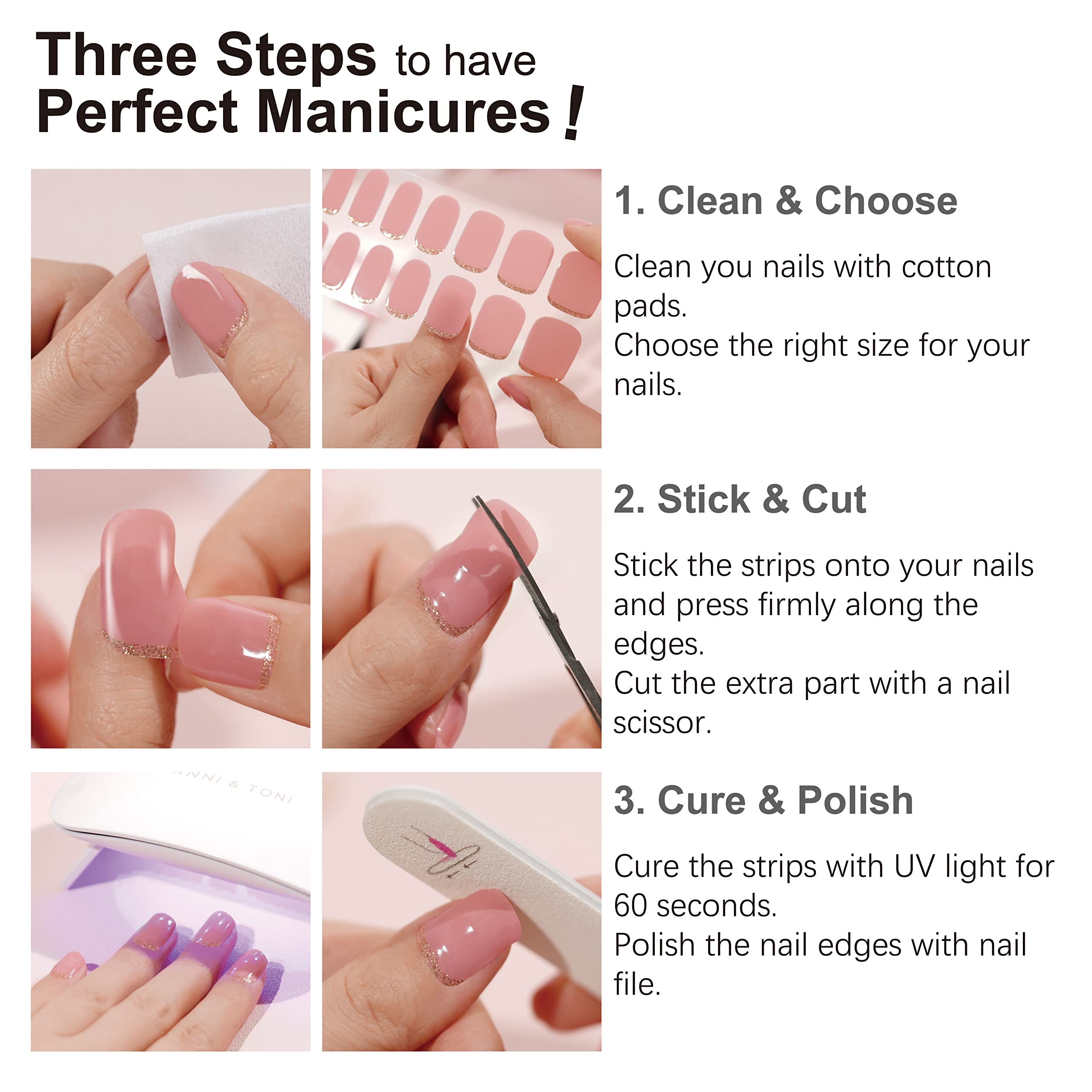 DANNI & TONI Semi Cured Gel Nail Strips – Black Wine Red Ombre | Midnight Velvet