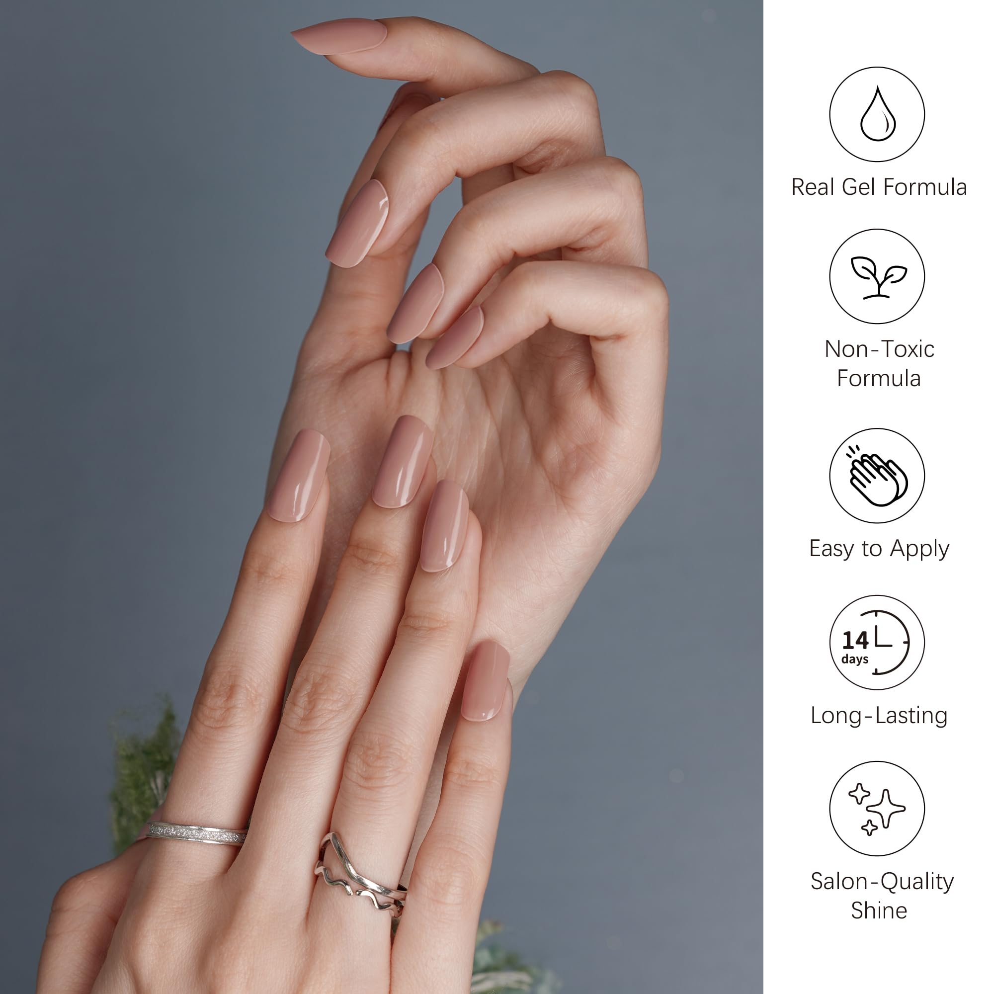 DANNI & TONI Semi Cured Gel Nail Strips – Neutral Nude Warm Nude (28 Stickers)