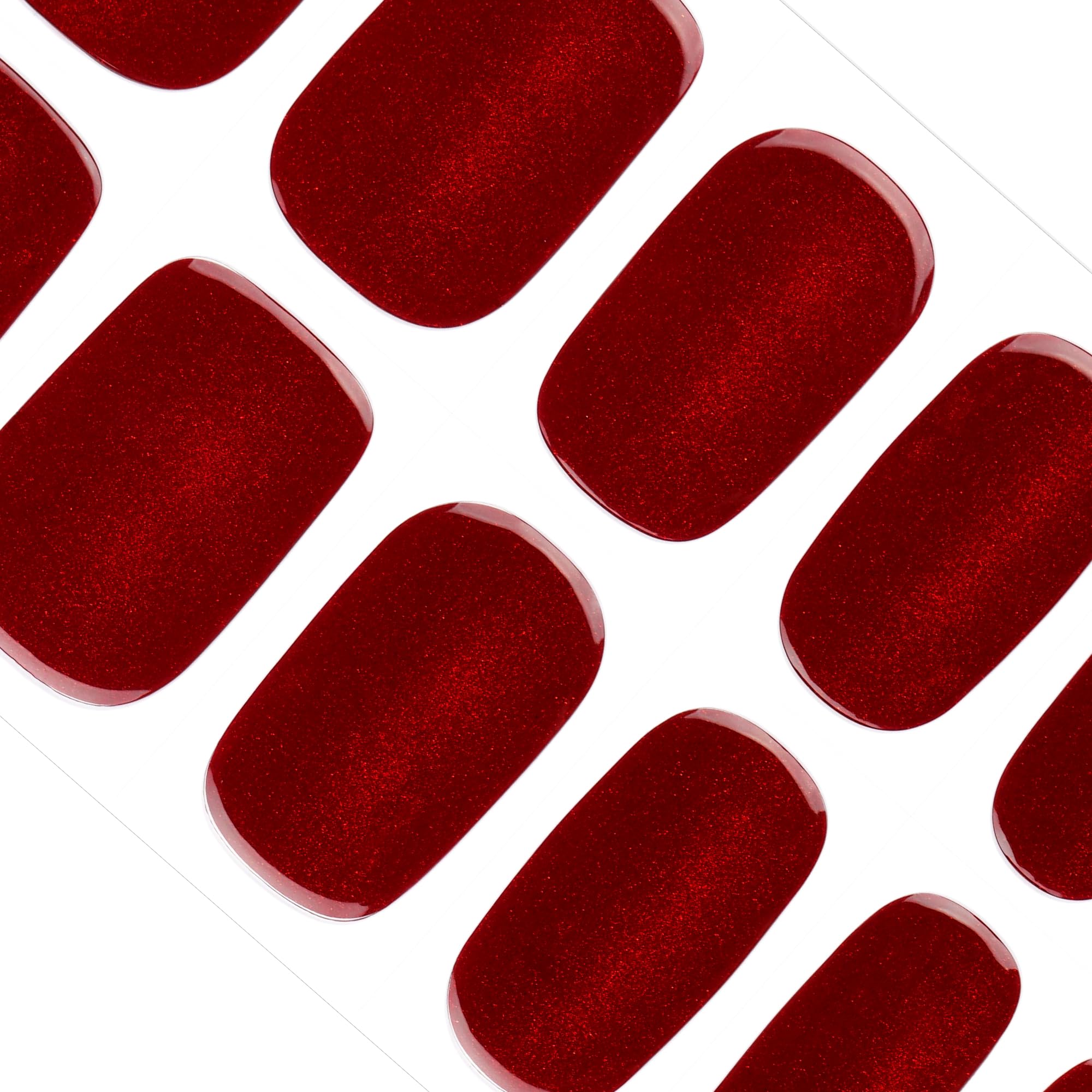 DANNI & TONI Semi Cured Gel Nail Strips Burgundy Garnet Gaze – Cat Eye Nail Stickers (28 Count)
