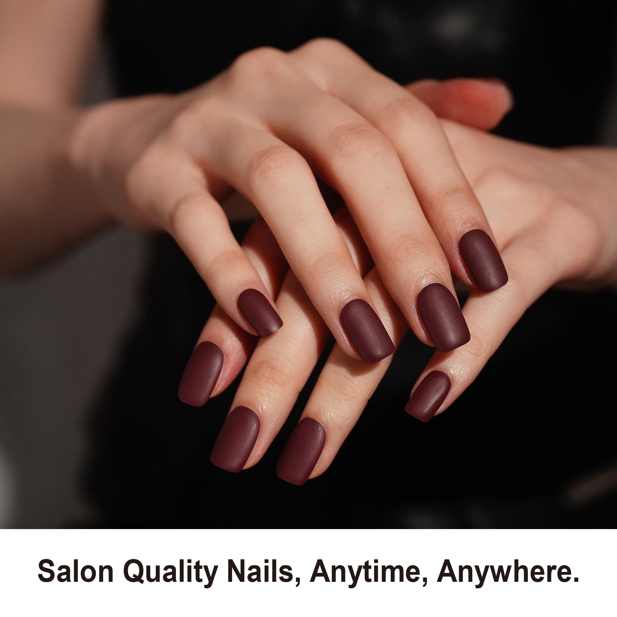DANNI & TONI Semi-Cured Gel Nail Strips Matte Burgundy – Velvet Rouge | Easy At-Home Manicure