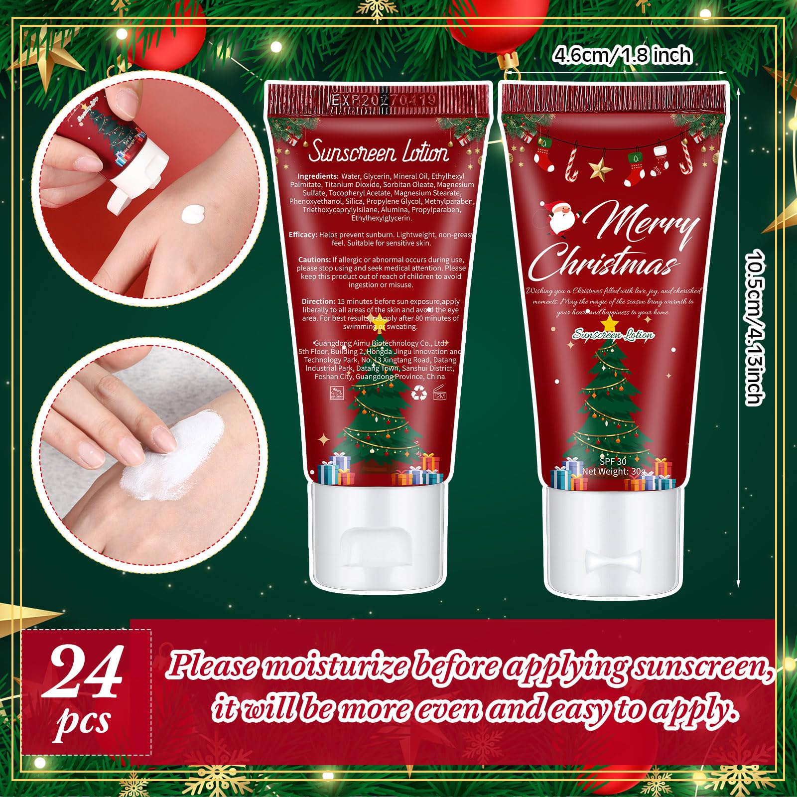 Dansib 24pc Mini Sunscreen Bulk – SPF 30 Travel Size 1oz for Christmas Gifts