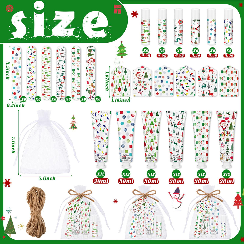 Dansib 36-Set Christmas Party Favors: Hand Cream, Body Lotion, Lip Balm Gift Set for Coworkers & Guests