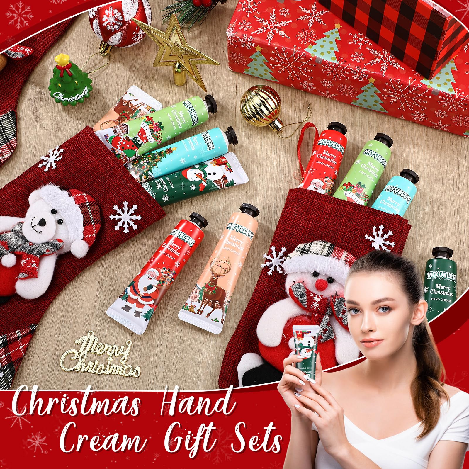 Dansib 100 Pcs Christmas Hand Cream Gift Set – Moisturizing, Travel-Size Lotions in 5 Fragrances