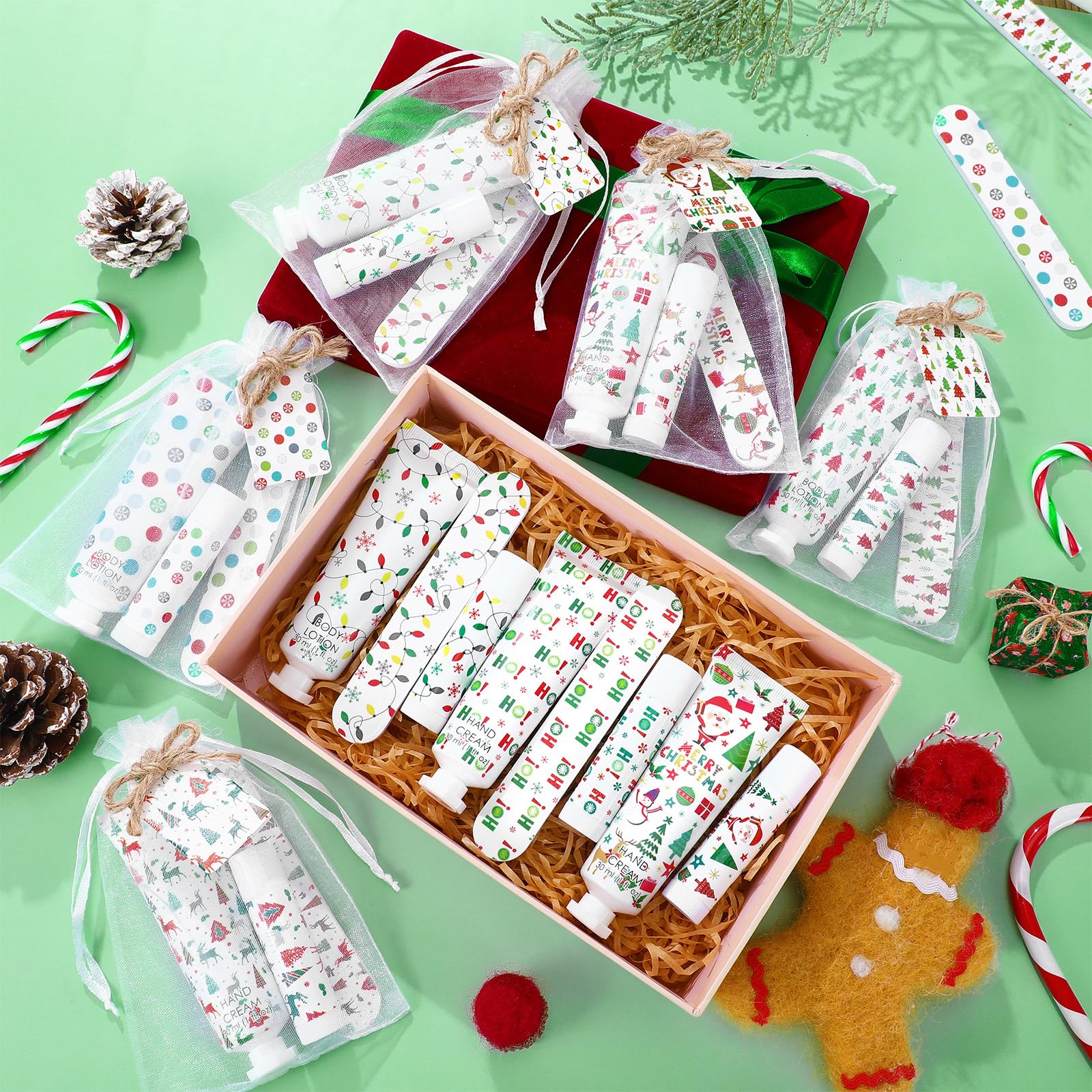 Dansib 36-Set Christmas Party Favors: Hand Cream, Body Lotion, Lip Balm Gift Set for Coworkers & Guests