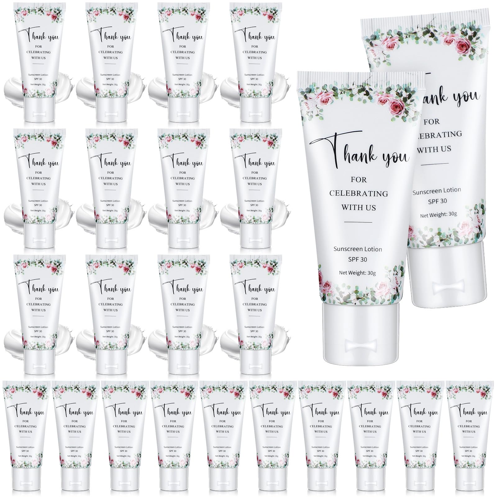 Dansib 24 Pcs Mini Sunscreen Bulk — Travel Size SPF 30, Water-Resistant for Wedding Favors