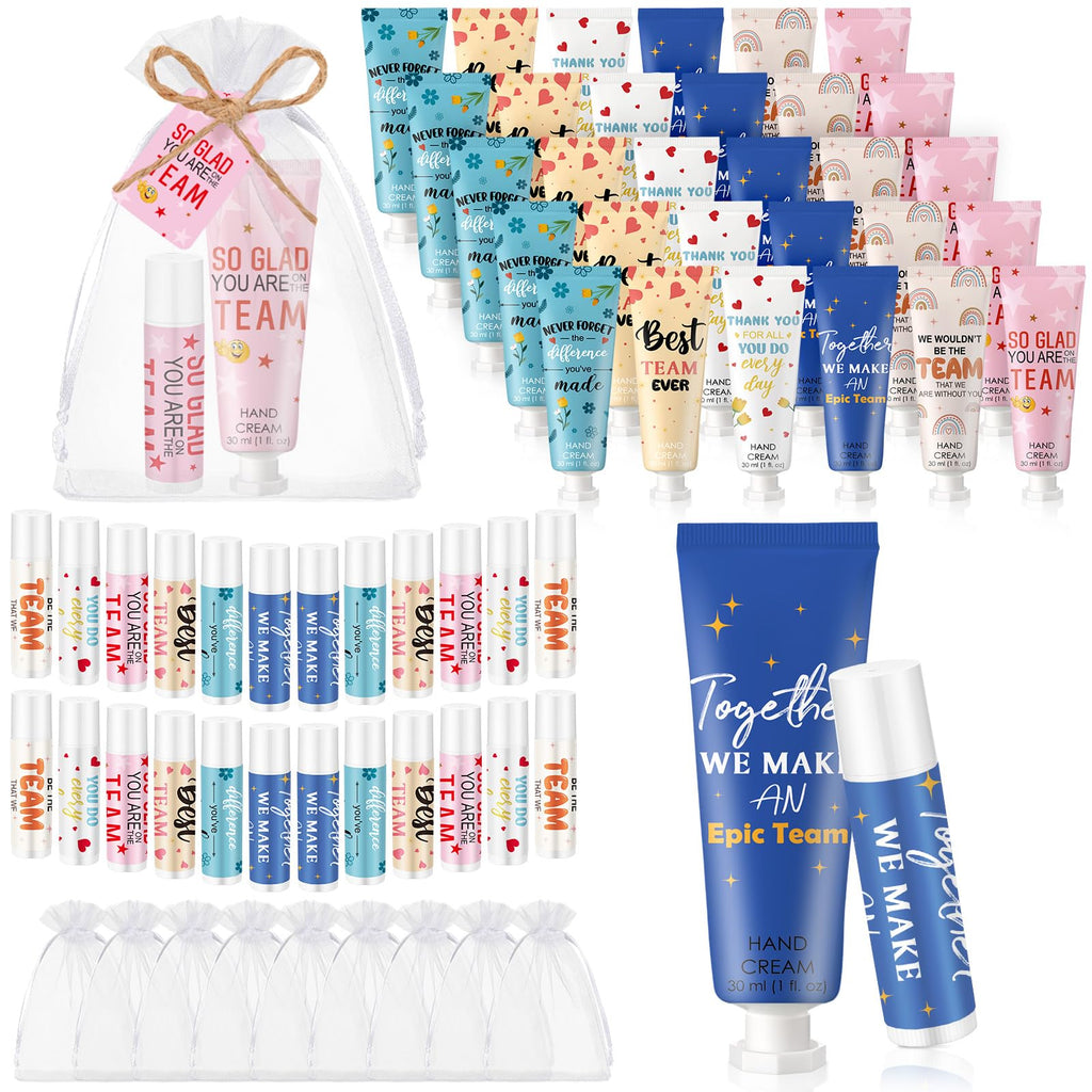 Dansib 144Pcs Best Team Ever Gifts – Employee Appreciation Hand Cream & Lip Balm Set