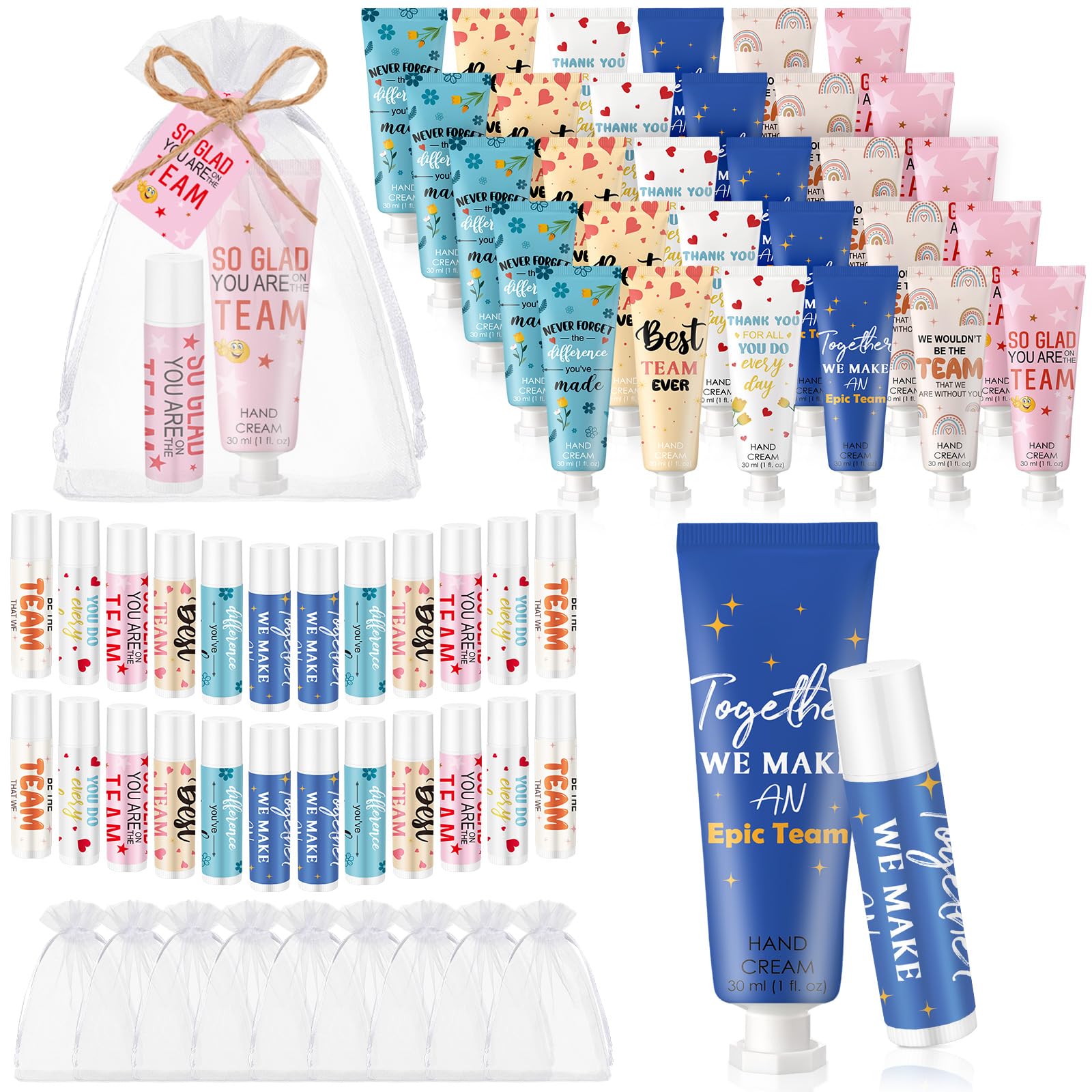 Dansib 144Pcs Best Team Ever Gifts – Employee Appreciation Hand Cream & Lip Balm Set