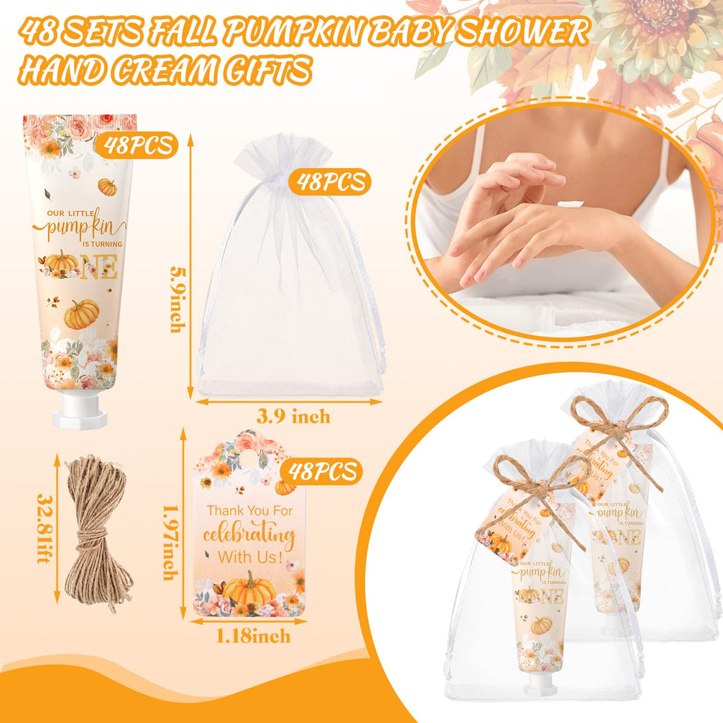Dansib 48-Set Thanksgiving Fall Hand Cream Bulk – Party Favors, Travel Size, Yellow Pumpkin