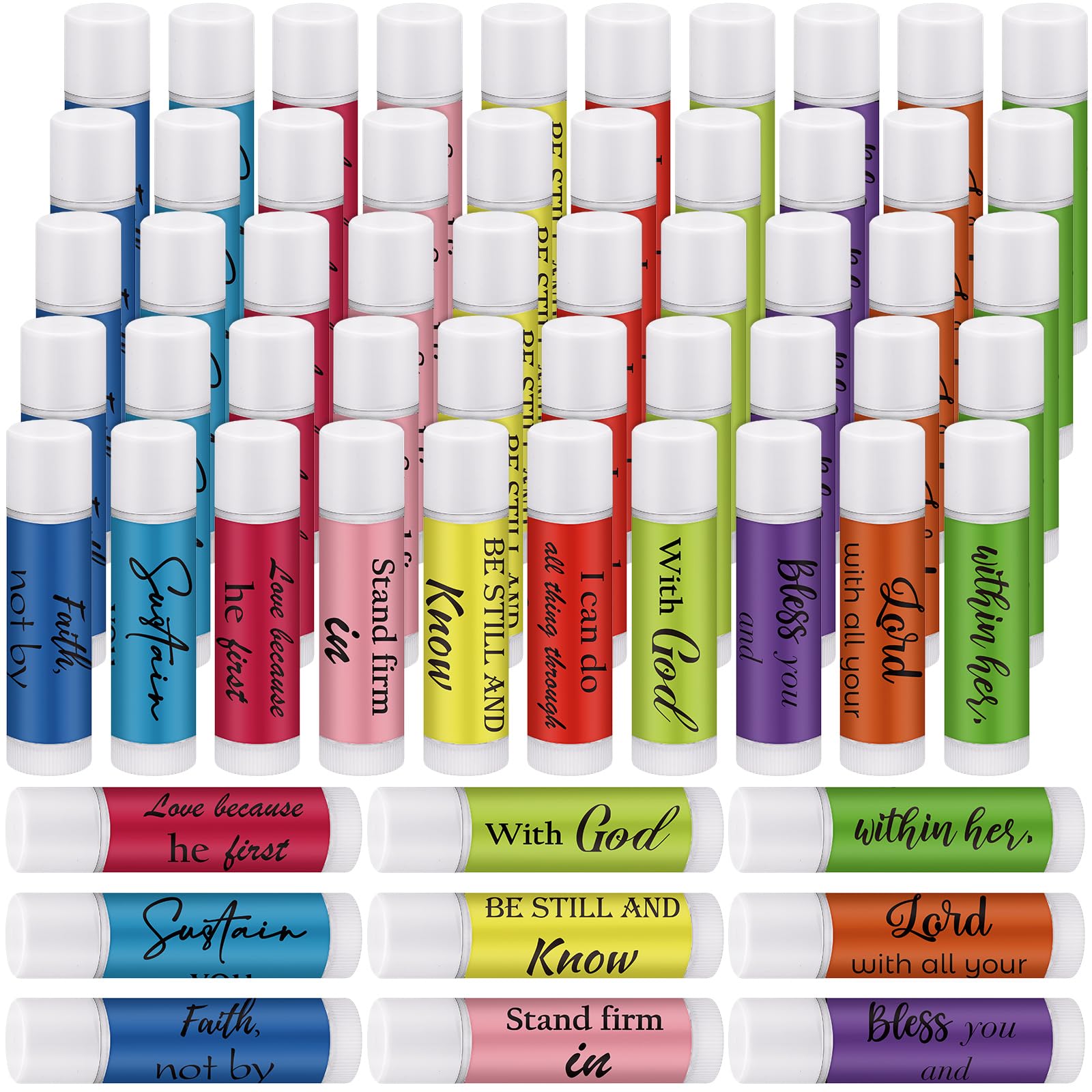 Dansib 50 Pack Christian Lip Balm Gifts – Bible Verse Lip Balms for Church & Events