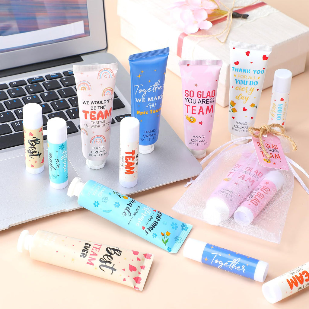 Dansib 144Pcs Best Team Ever Gifts – Employee Appreciation Hand Cream & Lip Balm Set