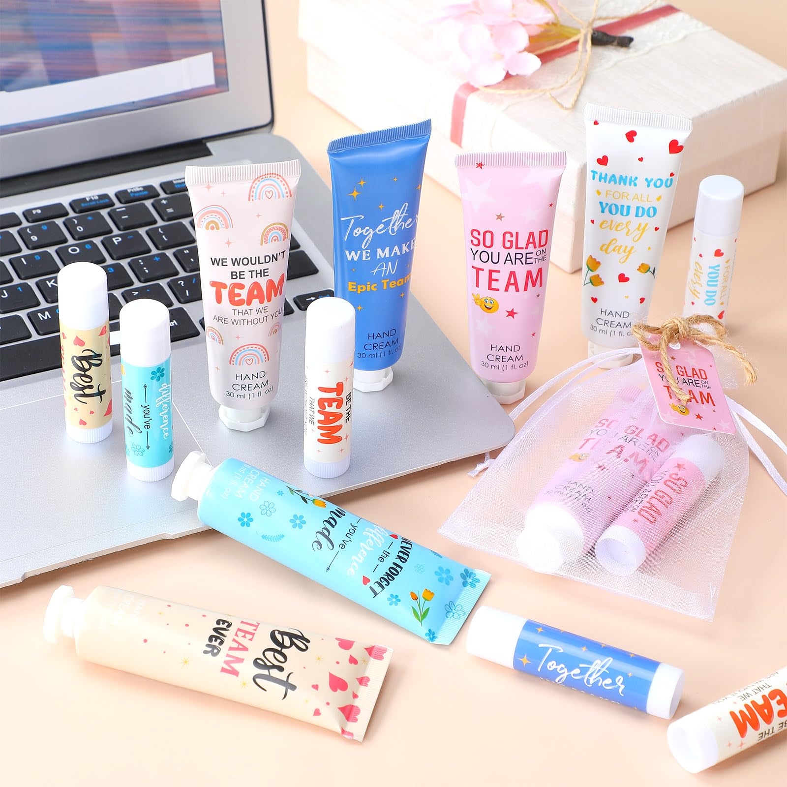 Dansib 144Pcs Best Team Ever Gifts – Employee Appreciation Hand Cream & Lip Balm Set