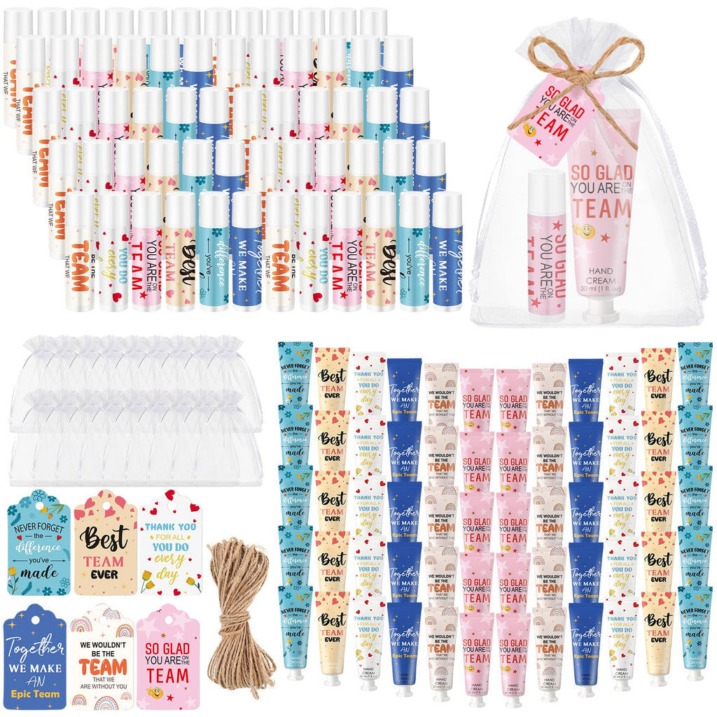Dansib 72set/288pcs Best Team Ever Gifts – Team Appreciation Hand Cream & Lip Balm Set