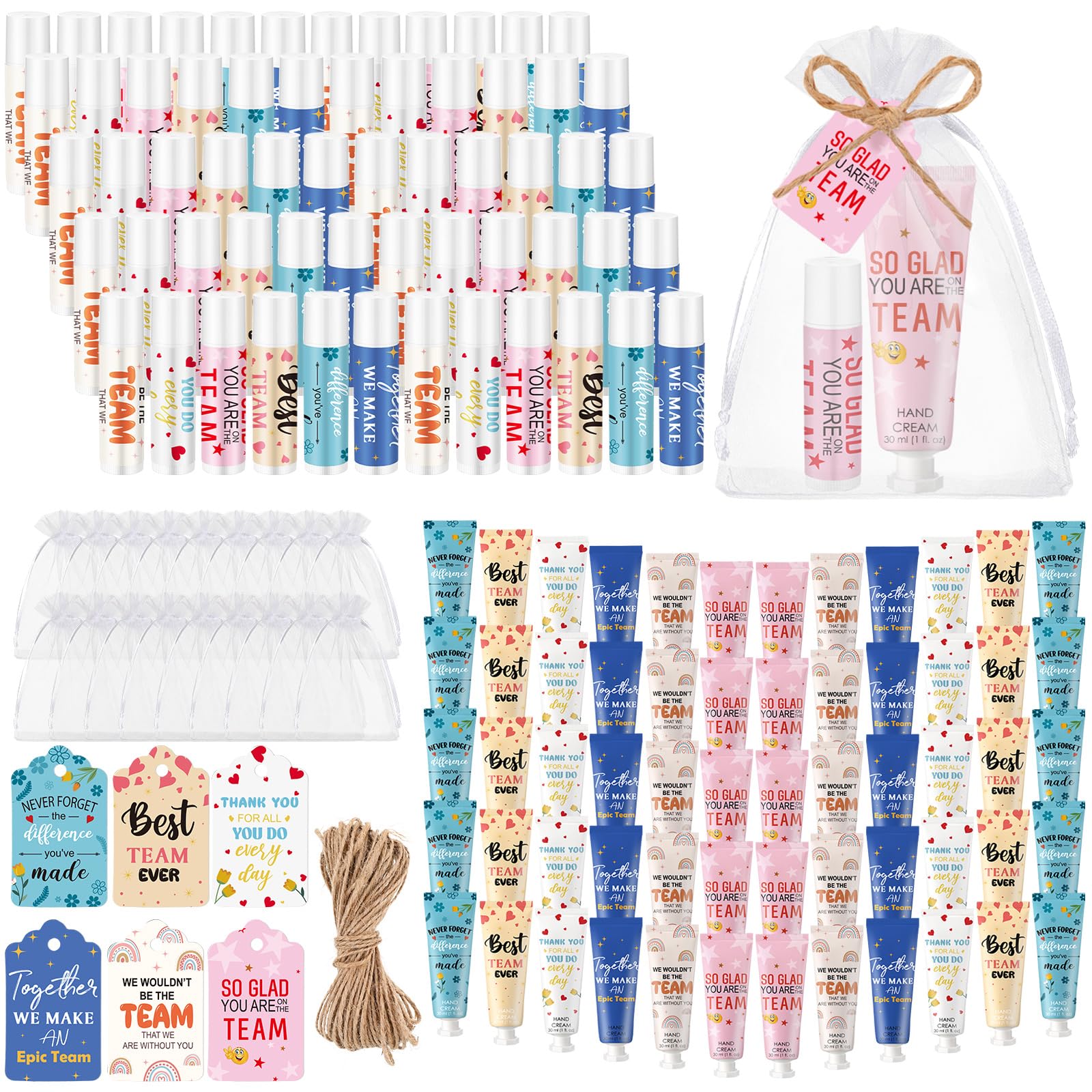 Dansib 72set/288pcs Best Team Ever Gifts – Team Appreciation Hand Cream & Lip Balm Set