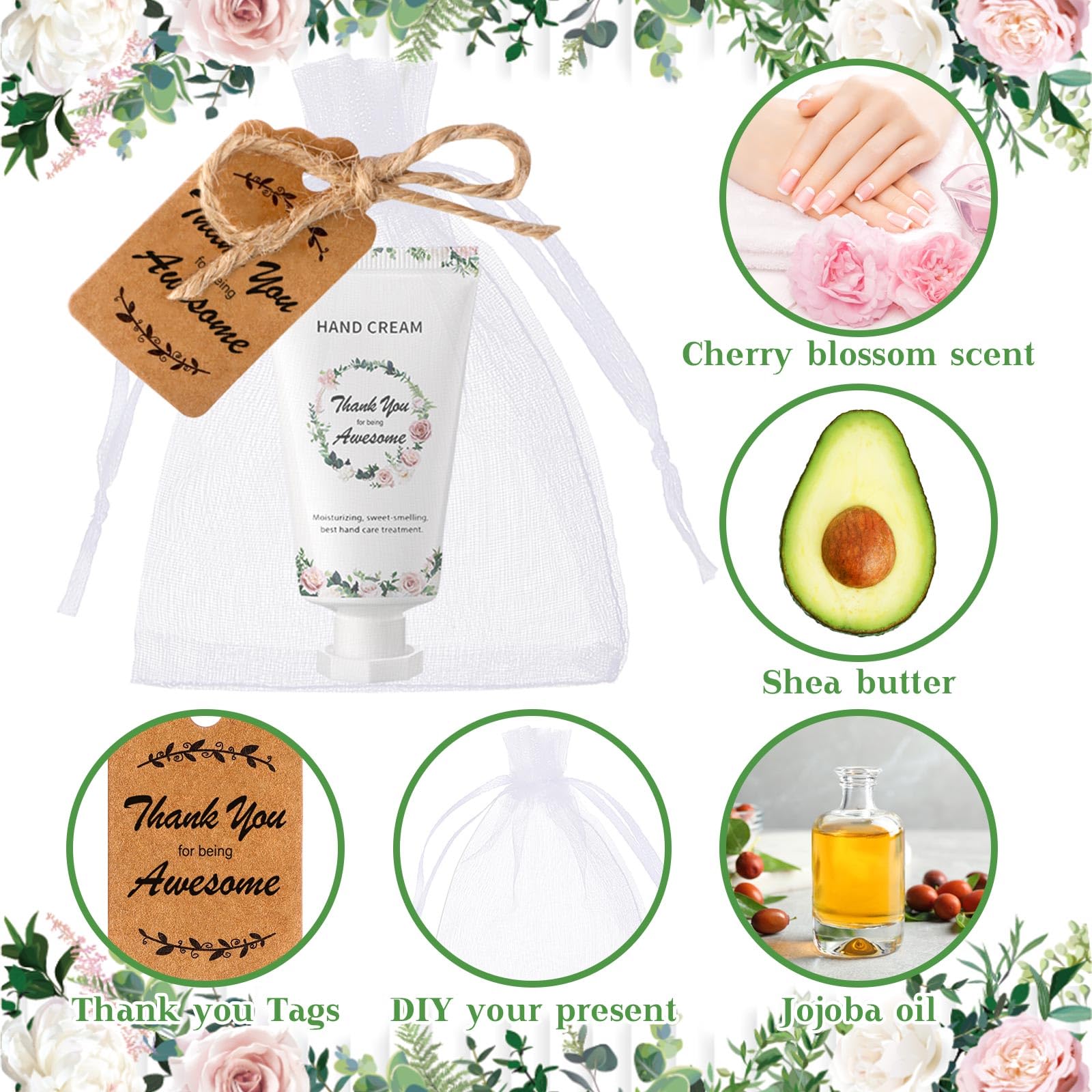 Dansib 24-Pack Mini Hand Lotion Gift Set – Elegant Gratitude-Themed Travel-Size Hand Creams