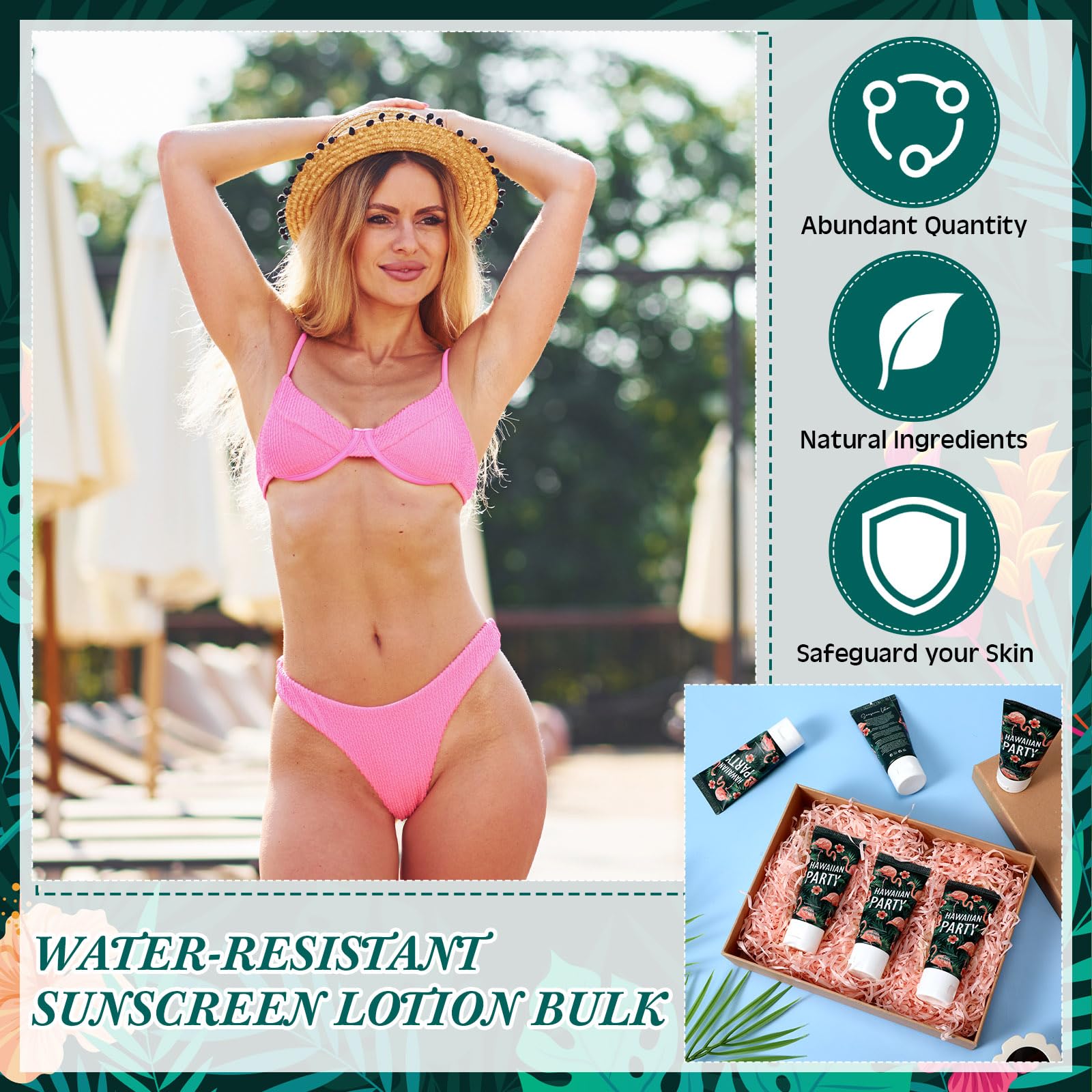 Dansib 24 Pcs Mini Sunscreen Bulk – SPF 30 Travel Size 1oz for Wedding Gifts (White Cream, Flamingo)