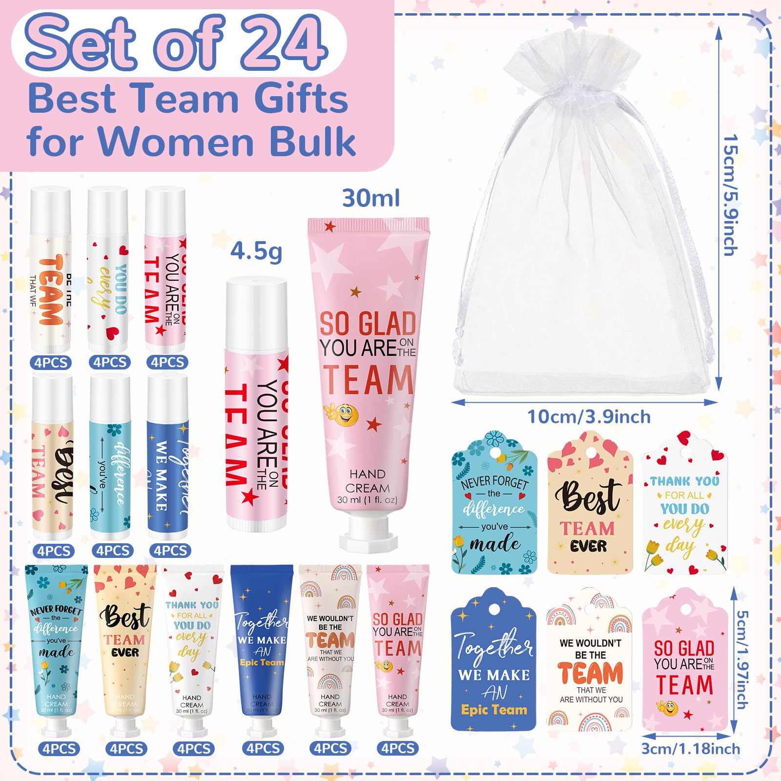Dansib 24set/96pcs Best Team Ever Gifts – Coworker Appreciation Gift Set