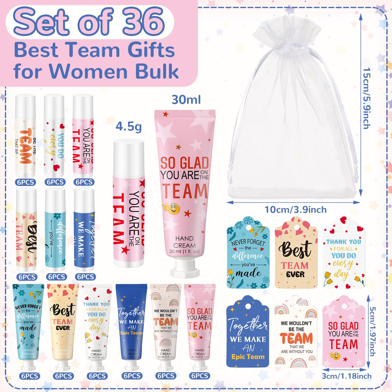 Dansib 144Pcs Best Team Ever Gifts – Employee Appreciation Hand Cream & Lip Balm Set