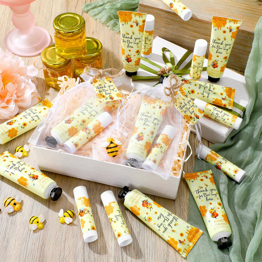 Dansib 24-Pack Honey Hand Cream & Lip Balm Gift Set – Bee Themed Baby Shower Favors