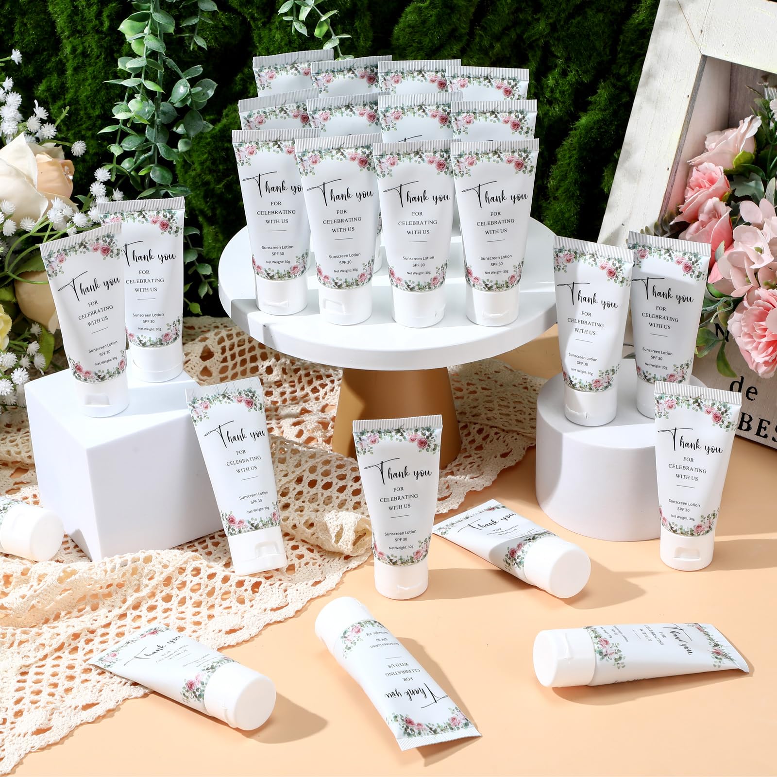 Dansib 24 Pcs Mini Sunscreen Bulk — Travel Size SPF 30, Water-Resistant for Wedding Favors